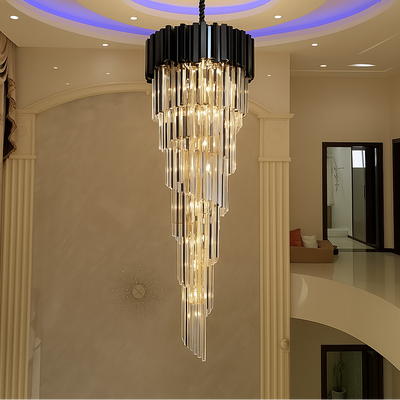 BLOIS Ascender Crystal Chandelier, 28xE14, Διάμετρος 60cm, Μαύρο, Ρυθμιζόμενο Ύψος