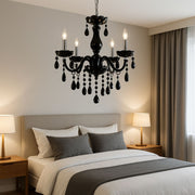 Crystal Cryedrich Chandelier, 5xe14, διάμετρο 48cm, μαύρο, ρυθμιζόμενο ύψος