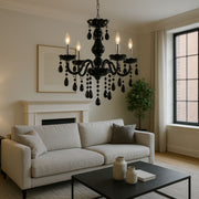 Crystal Cryedrich Chandelier, 5xe14, διάμετρο 48cm, μαύρο, ρυθμιζόμενο ύψος