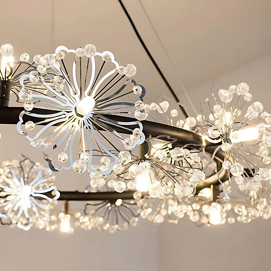 Crystal πολυέλαιος Petalo Lononi, διάμετρος 62cm, 25xg4, μαύρο, ρυθμιζόμενο ύψος