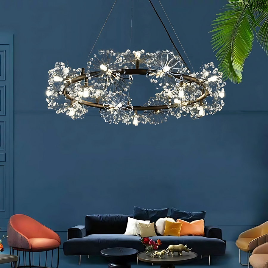 Crystal πολυέλαιος Petalo Lononi, διάμετρος 62cm, 25xg4, μαύρο, ρυθμιζόμενο ύψος