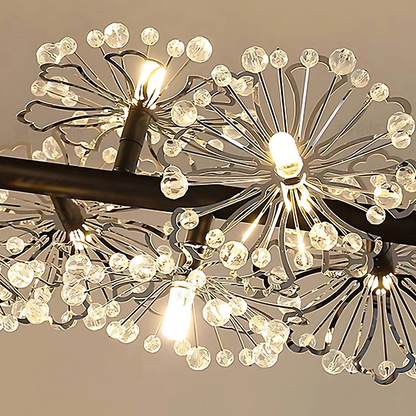 Crystal πολυέλαιος Petalo Lononi, διάμετρος 62cm, 25xg4, μαύρο, ρυθμιζόμενο ύψος