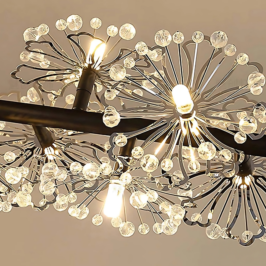 Crystal πολυέλαιος Petalo Lononi, διάμετρος 62cm, 25xg4, μαύρο, ρυθμιζόμενο ύψος