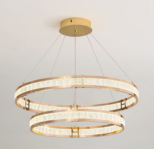 Candelabru Cristal, LINDERHOF Magno, 75W, Diametru 60cm, Lumina Rece/Calda/Neutra, Auriu, Inaltime Reglabila
