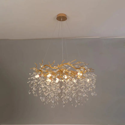 Crystal πολυέλαιος Waltz Rhapsody, 5x G9, χρυσό, 45cm, ρυθμιζόμενο ύψος