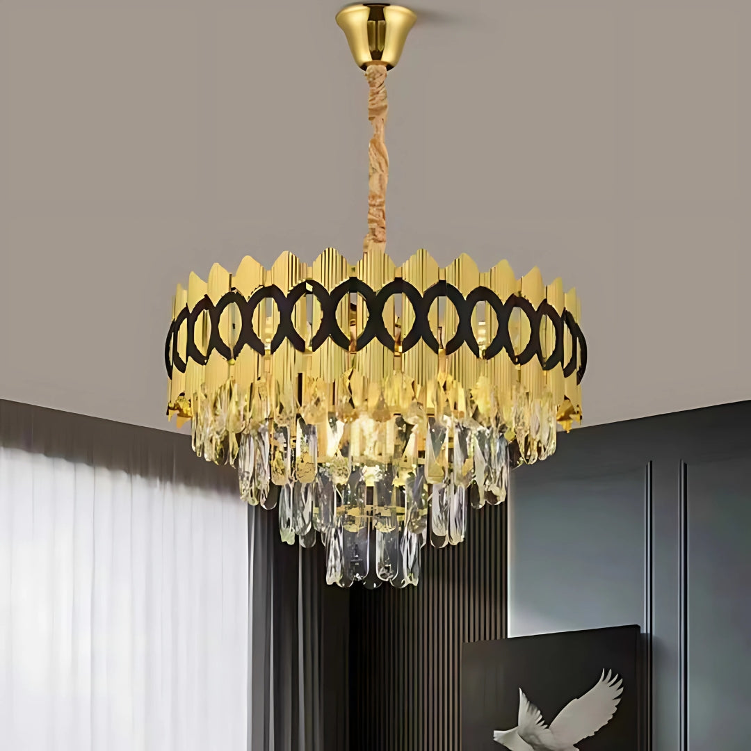 Crystal πολυέλαιος Pierrefonds Petito 3xe14, διάμετρος 30cm, χρυσός, ρυθμιζόμενο ύψος