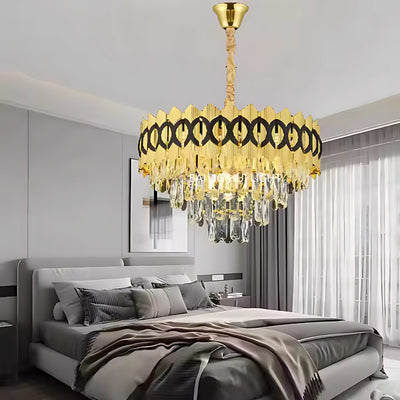 Crystal πολυέλαιος Pierrefonds Petito 3xe14, διάμετρος 30cm, χρυσός, ρυθμιζόμενο ύψος