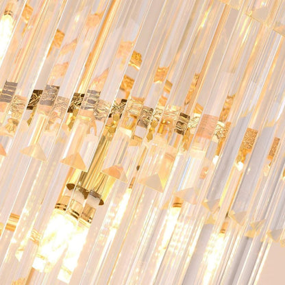 Candelabru Cristal VERSAILLES Ascendere 27xE14, Diametru 60cm, Auriu Lucios si Negru, Inaltime Reglabila