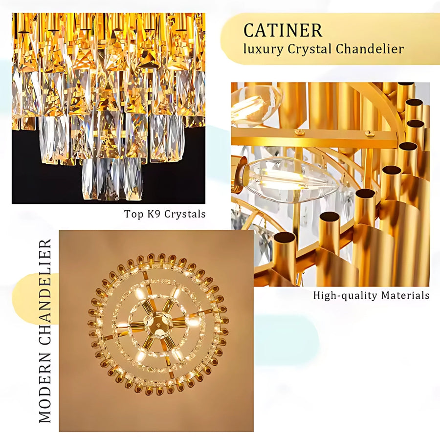 Crystal πολυέλαιο Versailles Eleganza 8x E14, διάμετρος 49cm, χρυσός, ρυθμιζόμενο ύψος
