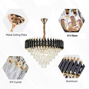 Crystal πολυέλαιο Versailles Magno 8xe27, διάμετρο 60cm, γυαλιστερό και μαύρο χρυσό, ρυθμιζόμενο ύψος