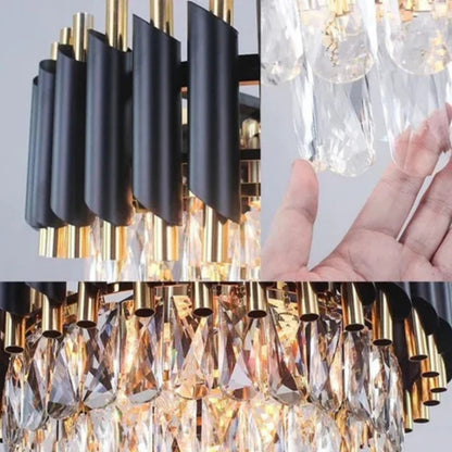 Crystal πολυέλαιο Versailles Supremo 12xe27, διάμετρο 80cm, γυαλιστερό και μαύρο χρυσό, ρυθμιζόμενο ύψος