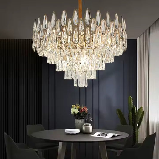 Crystal πολυέλαιος Alhambra Eleganza 8x E14, διάμετρος 49cm, γυαλιστερό χρυσό, ρυθμιζόμενο ύψος