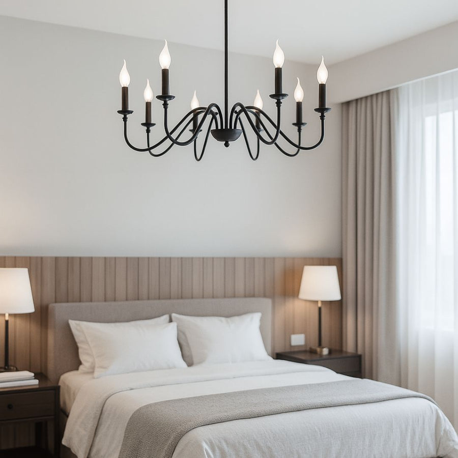 Crystal πολυέλαιο Oliveto 8xe14, διάμετρο 92cm, μαύρο, ρυθμιζόμενο ύψος