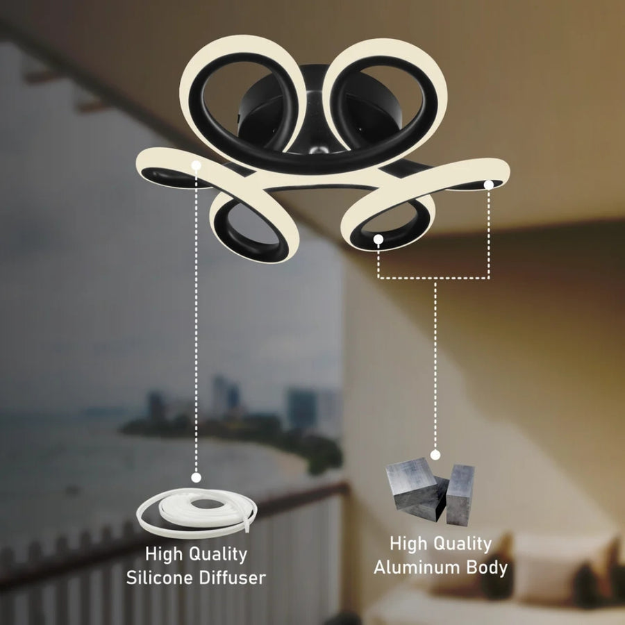 LED LED Helix, 44W, κυματιστό, κρύο/ζεστό/ουδέτερο φως, μαύρο