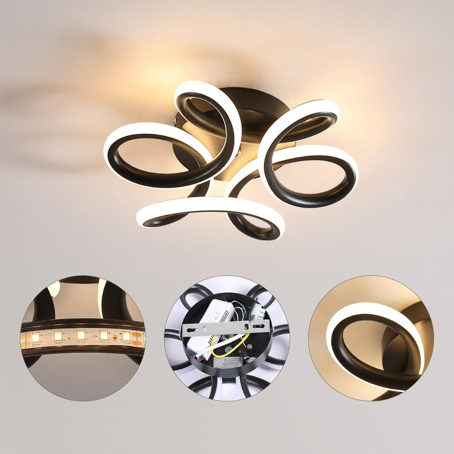 LED LED Helix, 44W, κυματιστό, κρύο/ζεστό/ουδέτερο φως, μαύρο