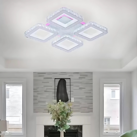 LED LED Leula με τηλεχειριστήριο, 79W, Chrome με λευκό, μέταλλο και κρύσταλλο, Daisy, RGB