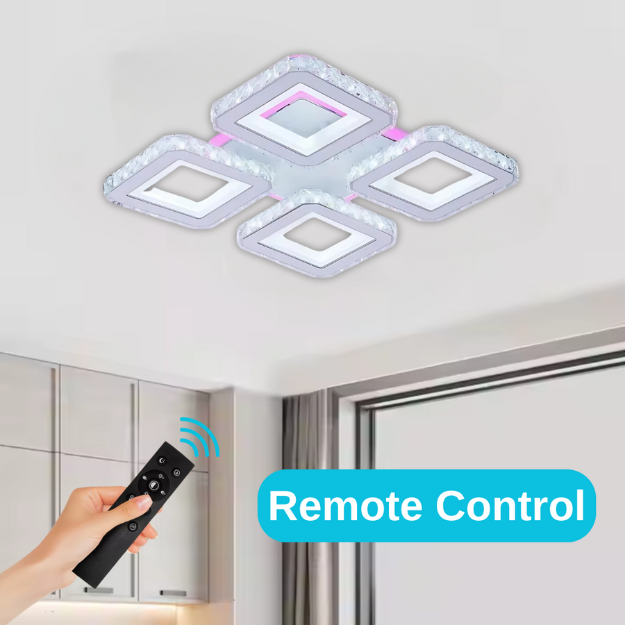 LED LED Leula με τηλεχειριστήριο, 79W, Chrome με λευκό, μέταλλο και κρύσταλλο, Daisy, RGB
