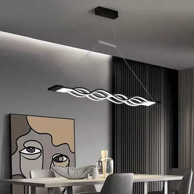 LED πολυέλαιος αιωρούμενος με τηλεχειριστήριο κύματος, 76W, ρυθμιζόμενο ύψος, κρύο/ζεστό/ουδέτερο φως, ασταθές, μαύρο
