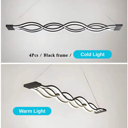 LED πολυέλαιος αιωρούμενος με τηλεχειριστήριο κύματος, 76W, ρυθμιζόμενο ύψος, κρύο/ζεστό/ουδέτερο φως, ασταθές, μαύρο