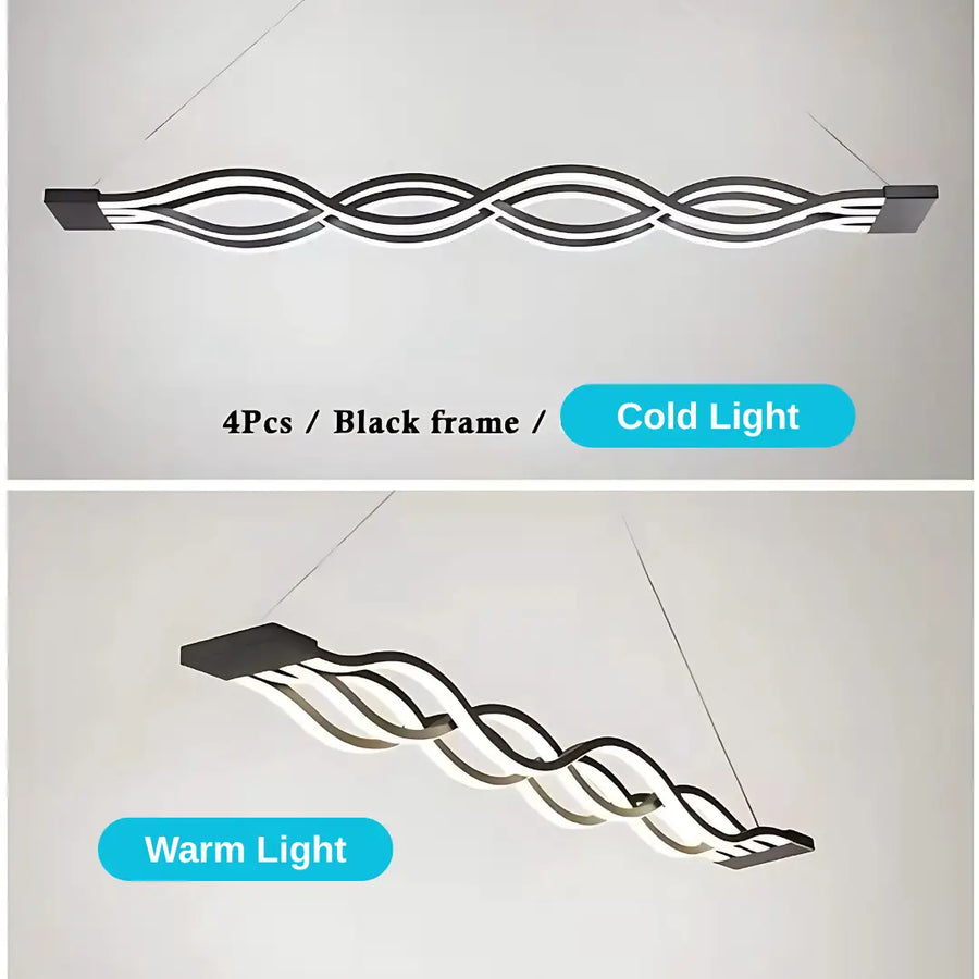 LED πολυέλαιος αιωρούμενος με τηλεχειριστήριο κύματος, 76W, ρυθμιζόμενο ύψος, κρύο/ζεστό/ουδέτερο φως, ασταθές, μαύρο