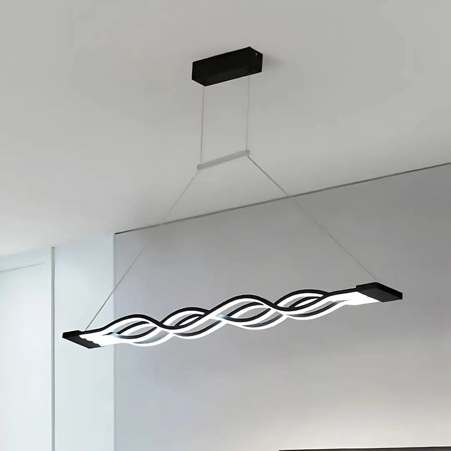 LED πολυέλαιος αιωρούμενος με τηλεχειριστήριο κύματος, 76W, ρυθμιζόμενο ύψος, κρύο/ζεστό/ουδέτερο φως, ασταθές, μαύρο