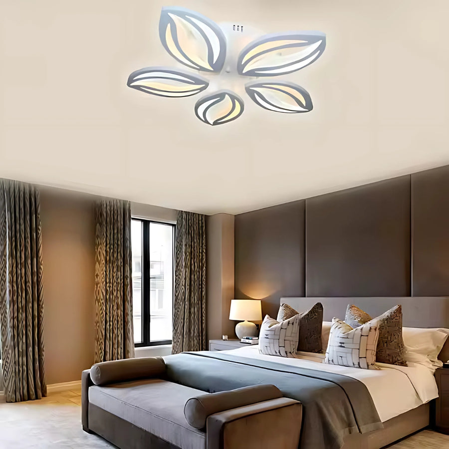 LED πολυέλαιος με τηλεχειριστήριο ορχιδέα, 65W, 5 πέταλα, κρύο/ζεστό/ουδέτερο φως, ασταθές, λευκό
