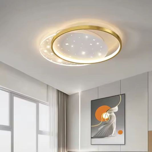 LED Lust με τηλεχειριστήριο Lunaro Lucenta, 110W, 2 κύκλοι, κρύο/ζεστό/ουδέτερο φως, ασταθές, χρυσό