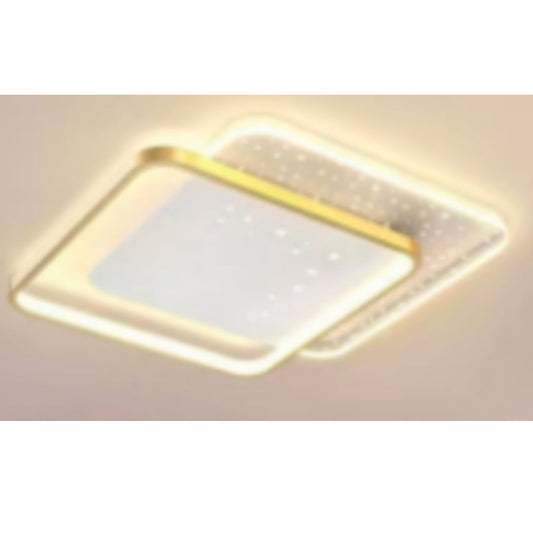 LED πολυέλαιος με τηλεχειριστήριο Gildra, 110W, 2 τετράγωνα, κρύο/ζεστό/ουδέτερο φως, άκαμπτο, χρυσό