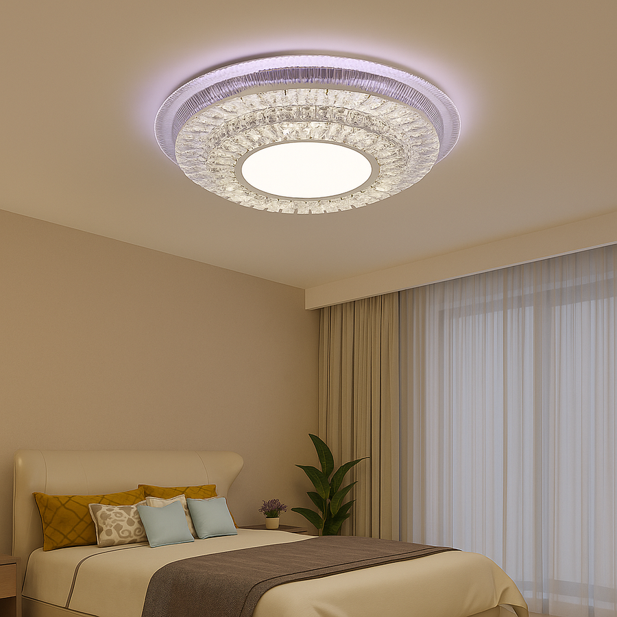 LED πολυέλαιος με τηλεχειριστήριο Miralux Krysola, 96W, Cold/Hot/RGB Light, Black, Black