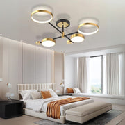 Lustra LED cu Telecomanda MARIA, 4 Elemente, 44W, Lumina Calda/Rece/Neutra, Dimabila, Auriu
