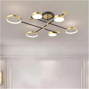 Lustra LED cu Telecomanda MARIA, 6 Elemente, 63W, Lumina Calda/Rece/Neutra, Dimabila, Auriu