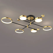 Lustra LED cu Telecomanda MARIA, 6 Elemente, 63W, Lumina Calda/Rece/Neutra, Dimabila, Auriu