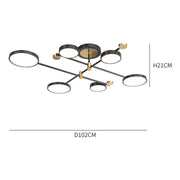 Lustra LED cu Telecomnda MARIA, 63W, 6 Elemente, Lumina Calda/Rece/Neutra, Dimabila, Negru