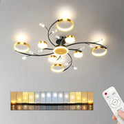 Lustra LED cu Telecomnda KARINA, 65W, 8 Elemente, Lumina Calda/Rece/Neutra, Dimabila, Auriu
