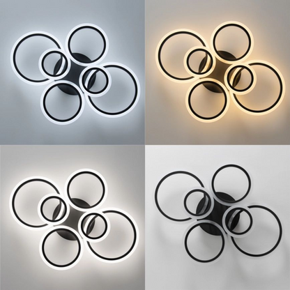 LED πολυέλαιος με τηλεχειριστήριο, Betty, 6 κύκλοι, 82W, κρύο/ζεστό/ουδέτερο φως, ασταθές, μαύρο
