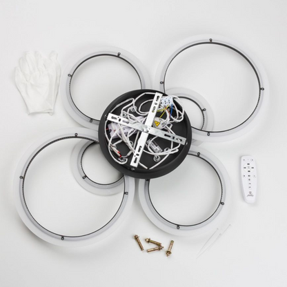 LED πολυέλαιος με τηλεχειριστήριο, Betty, 6 κύκλοι, 82W, κρύο/ζεστό/ουδέτερο φως, ασταθές, μαύρο