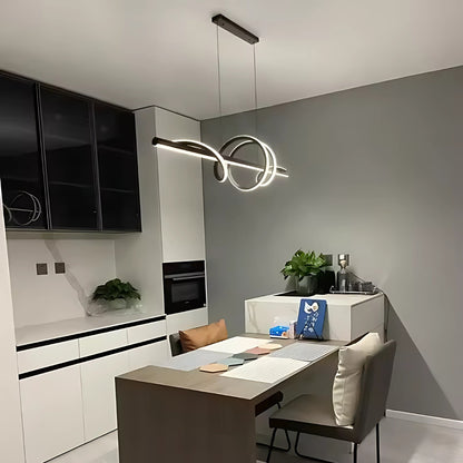 LED πολυέλαιος αιωρούμενος με τηλεχειριστήριο κορδέλας, 66W, ρυθμιζόμενο ύψος, κρύο/ζεστό/ουδέτερο φως, ασταθές, μαύρο