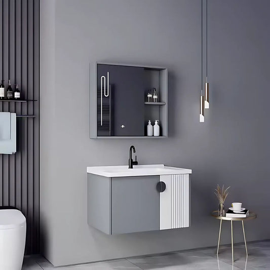 ΜΥΚΟΝΟΣ Σετ Έπιπλα Μπάνιου, 80x40cm, 2 Τεμάχια, Γκρι και Λευκό