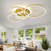 Lustra LED cu Telecomanda DARIO, 4 cercuri, 103W, Lumina Calda/Rece/Neutra, Dimabila, Auriu
