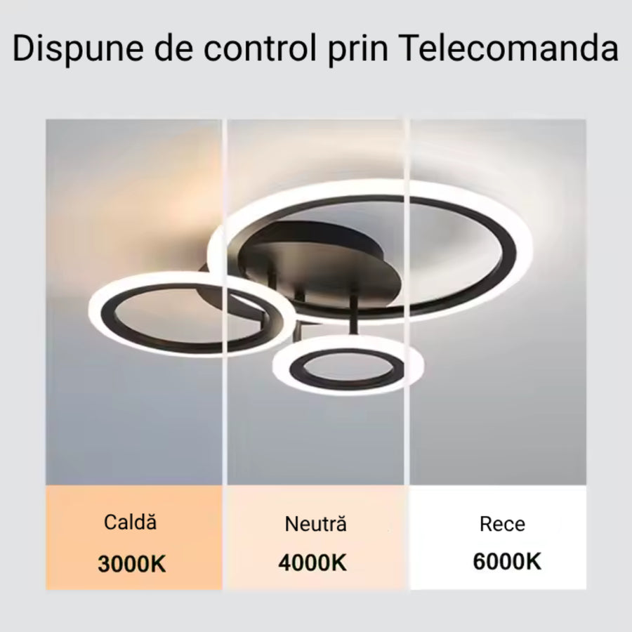 LED πολυέλαιος με τηλεχειριστήριο Betty, 41W, 3 κύκλοι, κρύο/ζεστό/ουδέτερο φως, ασταθές, μαύρο