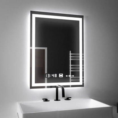 Ορθογώνιο LED Mirror 45x60cm Verite Motionglow Marcellow Dimable Clock System & Dimable Thermometer