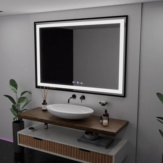 Mirror LED ορθογώνιο 100x70cm verite maje είναι noir κίνηση glow marcello αναπηρίες και το θερμόμετρο Dimable