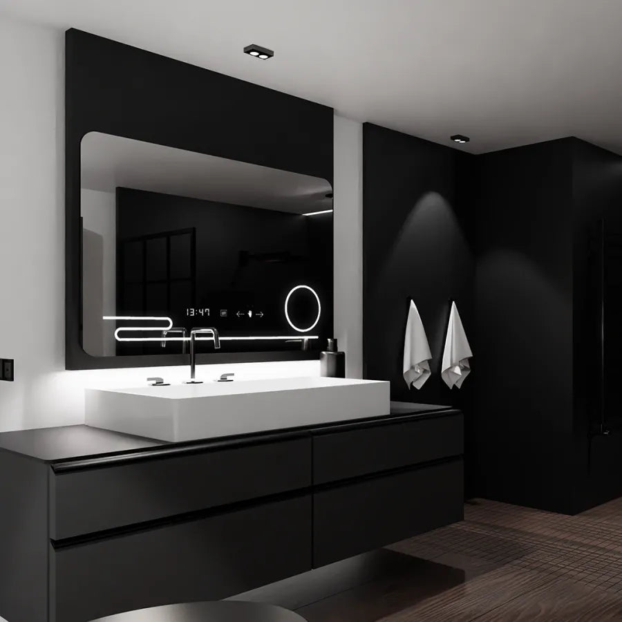 Mirror LED ορθογώνιο 120x80cm Harmonia Motionglow Marcello Αποστολικό Σύστημα Ρολόι & Θερμόμετρο