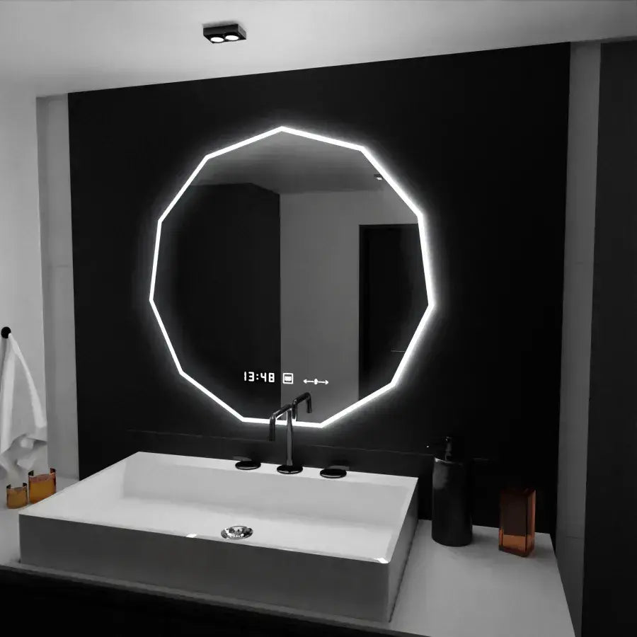 Mirror LED Polygon 70cm Judith Sensor Motionglow Marcellow Σύστημα Ηλικομανής και θερμόμετρο Dimable Dimable