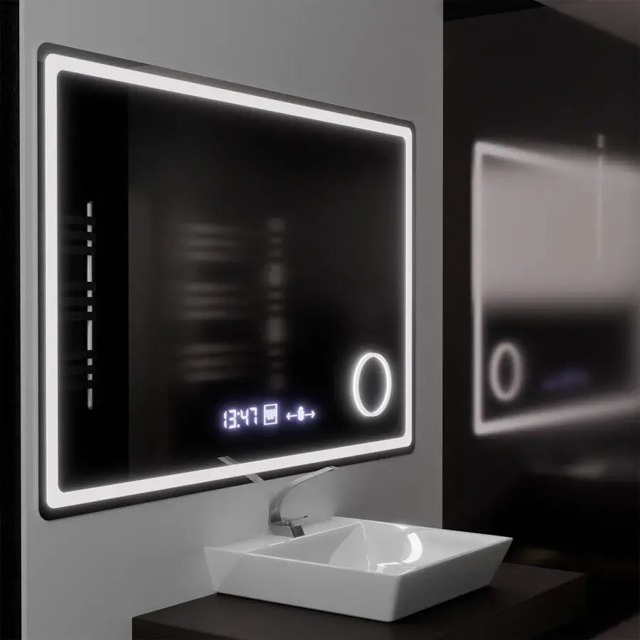 Mirror LED ορθογώνιο 120x80cm Souverain Motionglow Marcello Αποστολικό Σύστημα Ρολόι & Dimable Cosmetic Terometer