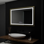Mirror LED ορθογώνιο 100x80cm Verite Royale Gold Motion Glow Marcello Dimable Clock Discosting System