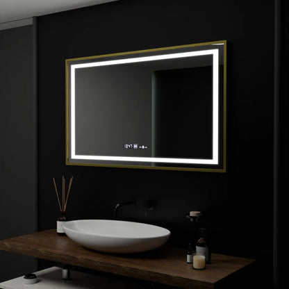 Mirror LED ορθογώνιο 100x80cm Verite Royale Gold Motion Glow Marcello Dimable Clock Discosting System