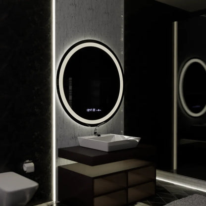 Στρογγυλός καθρέφτης LED 100cm Celeste Motionglow Marcello Dimable Clock Disrosting System