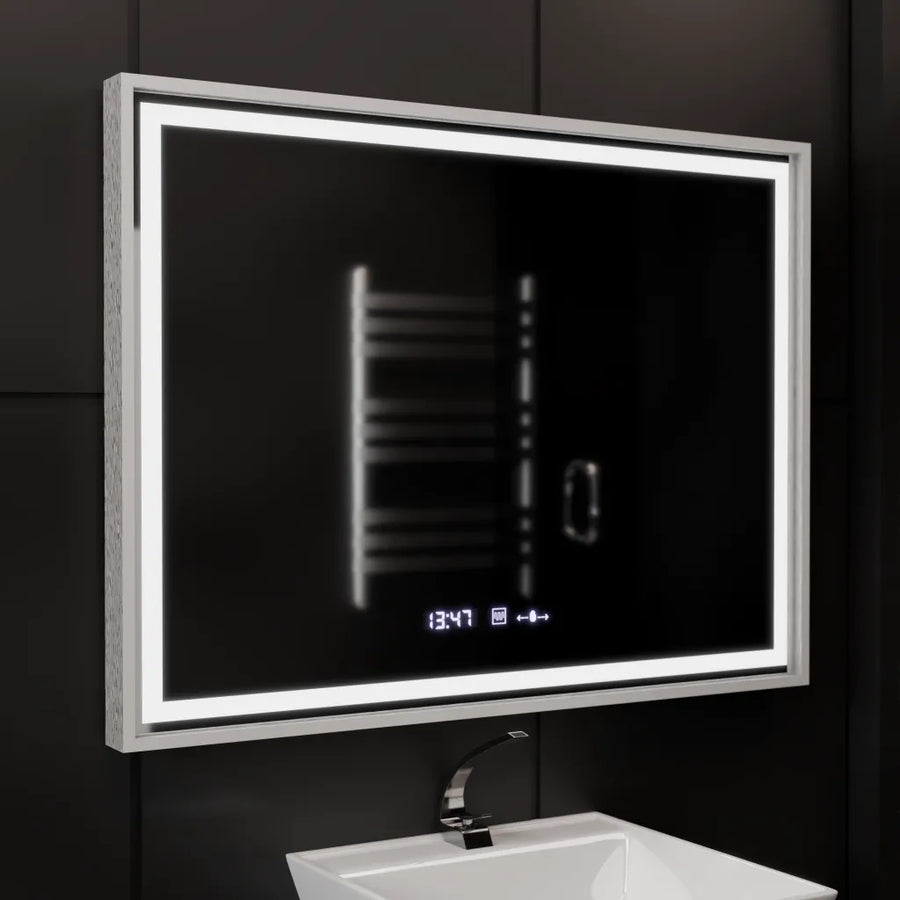 Mirror LED ορθογώνιο 80x60cm Verite Imperial Silver Motion Glow Marcello Σύστημα Defrition Clock & Dimable Θερμόμετρο
