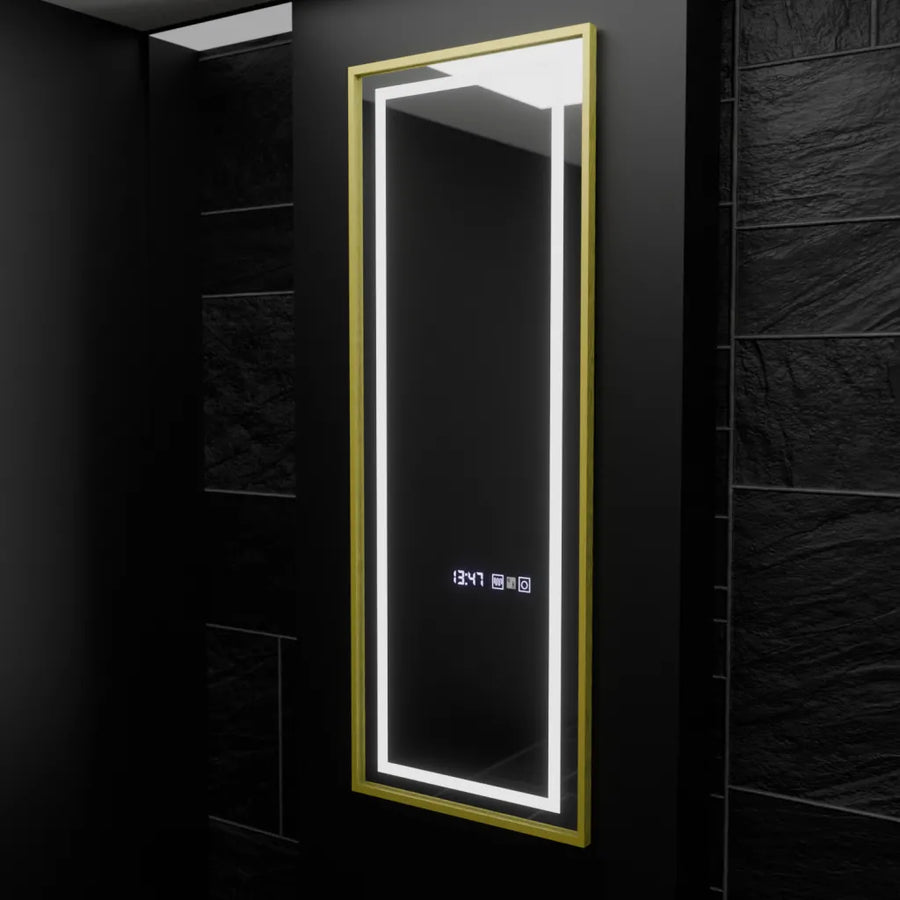Mirror LED ορθογώνιο 45x140cm Elena Marcello Sensor Radar Radar System Clock & Dimable Thermometer